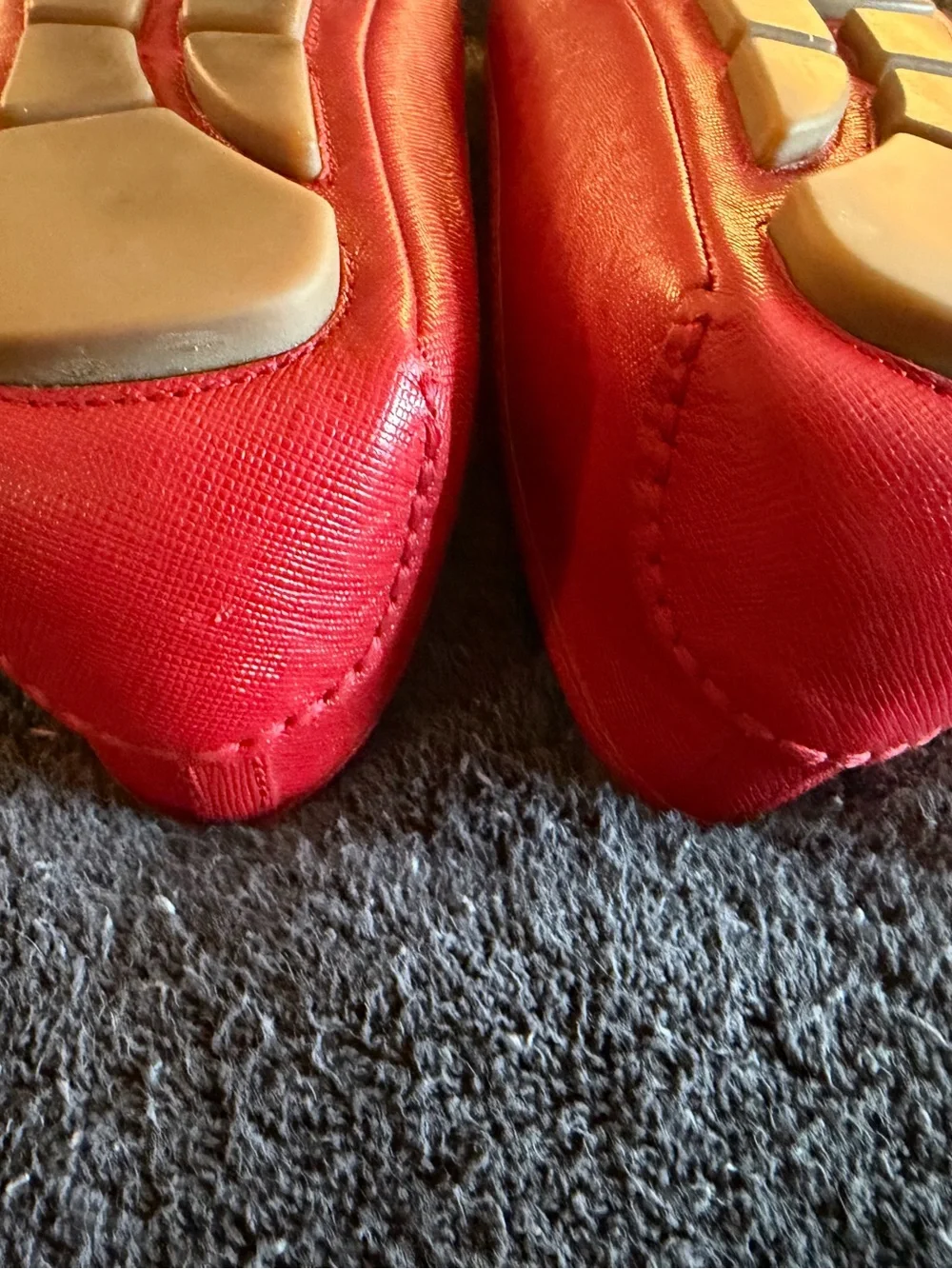 Michael Kors Red Leather MK Logo Ballet Flats - Picture 4 of 5